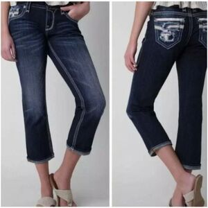 Rock Revival Nancy Dark Denim Easy Crop Size 26